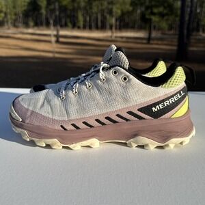 Merrell Speed Eco Shoes Womens 6.5 Waterproof Trail Running Oyster/Burlwood